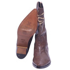 Roberto Cavalli brown leather Santiag boots with snakeskin