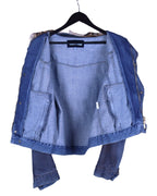 Voyage Passion denim jacket with Faux leopard Fur Collar