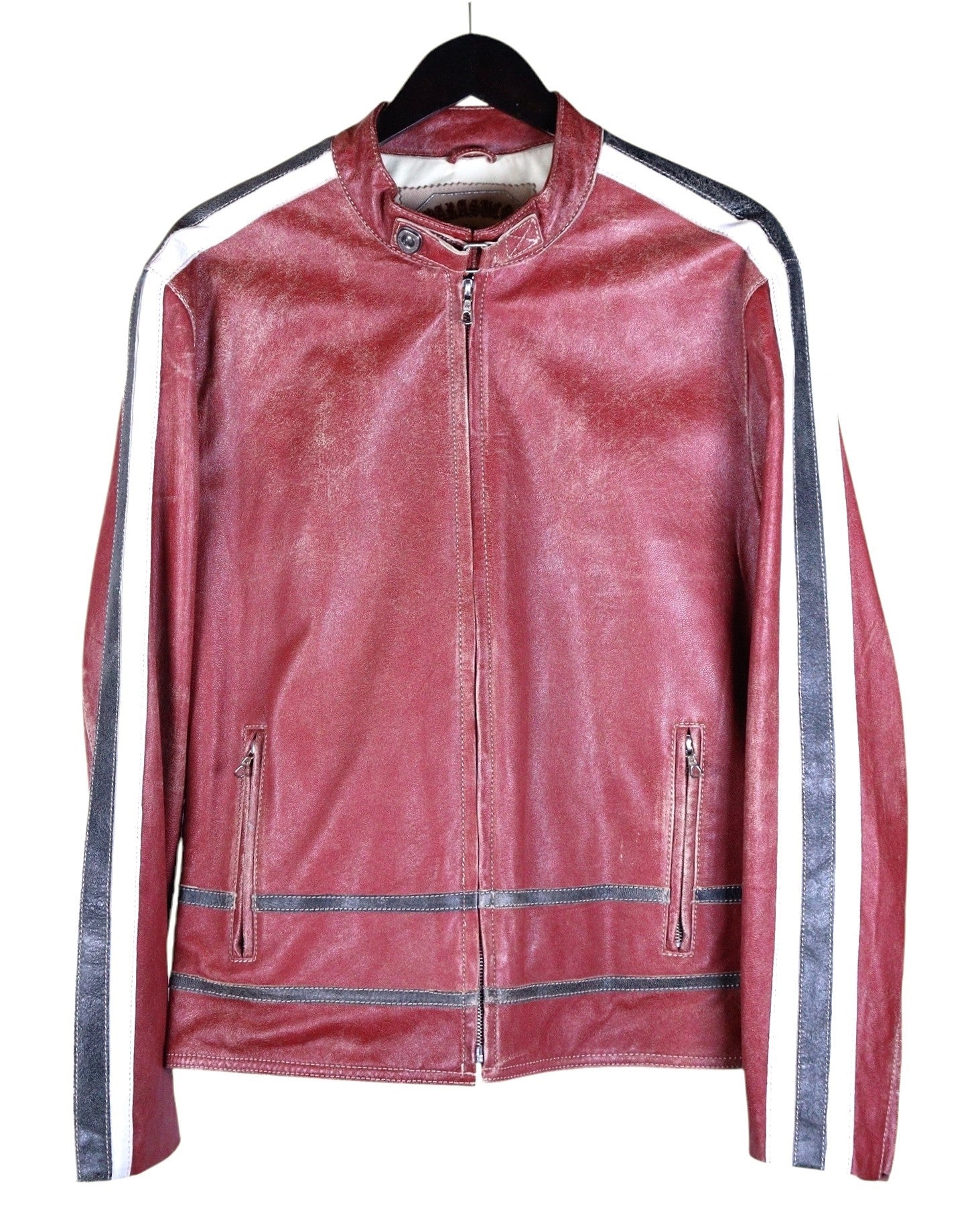 Red Parasuco distressed leather jacket