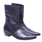Roberto Cavalli black leather santiag boots with snakeskin