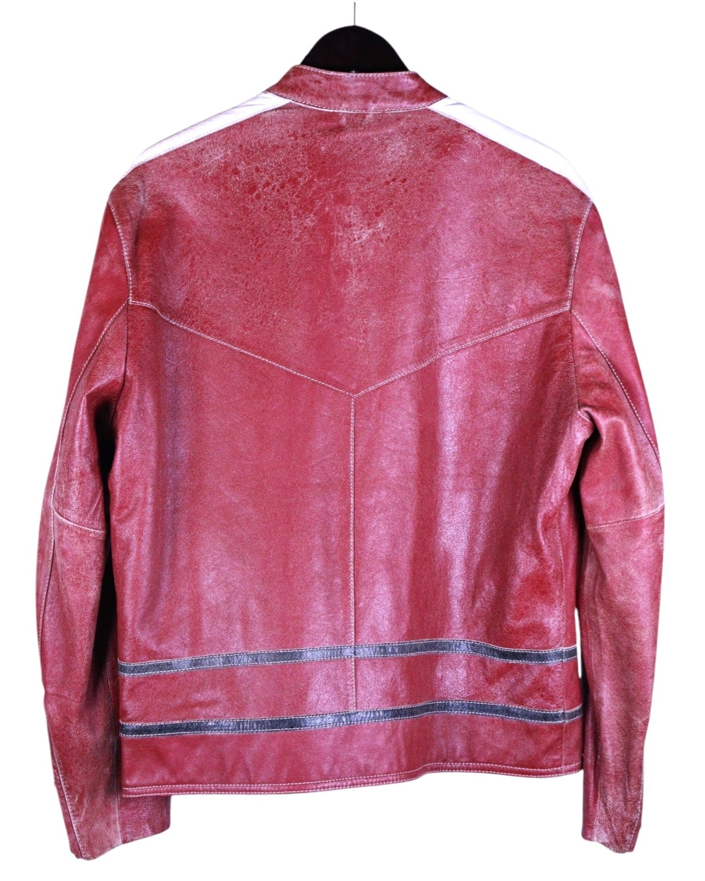 Red Parasuco distressed leather jacket