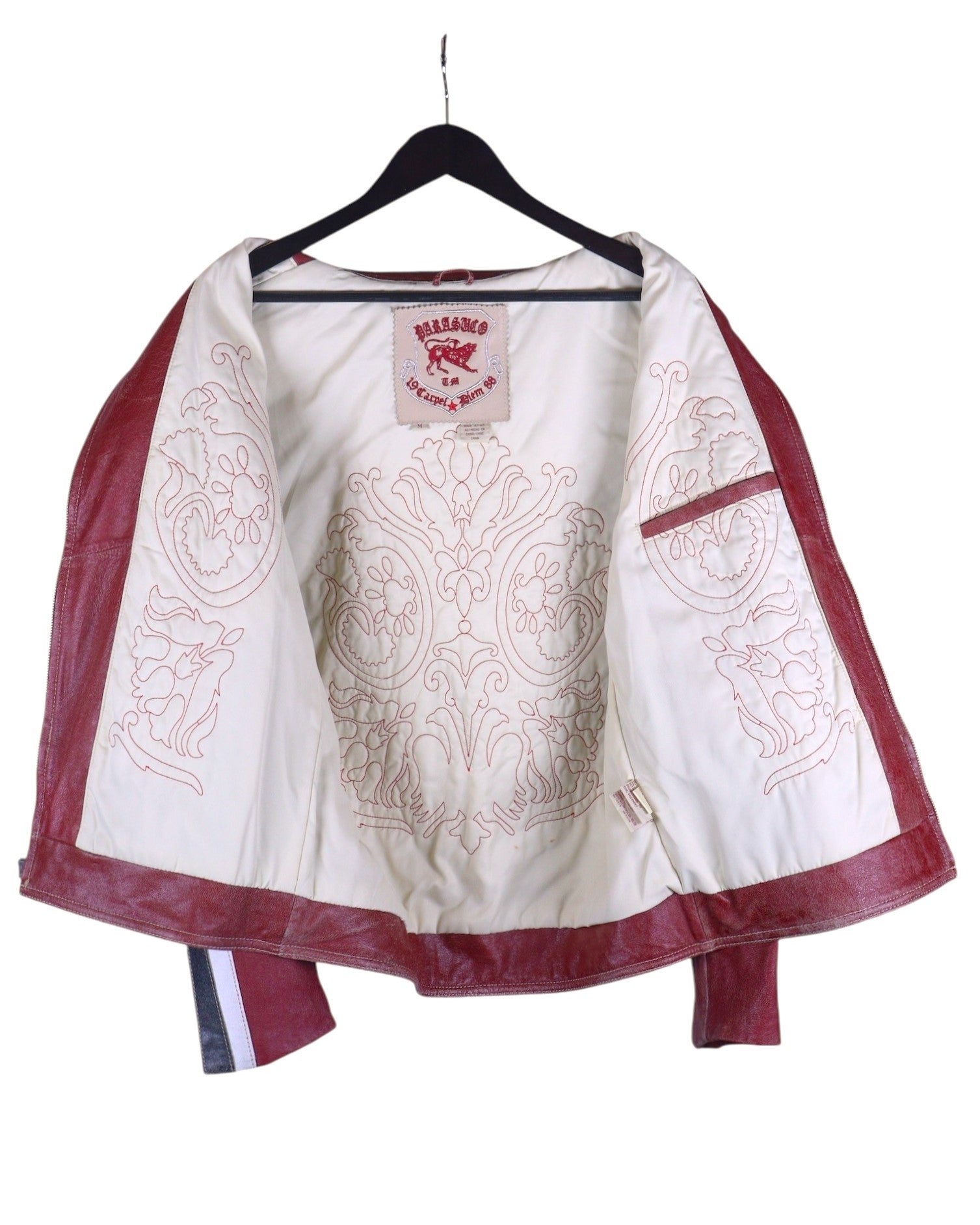 Red Parasuco distressed leather jacket