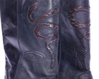 Roberto Cavalli black leather santiag boots with snakeskin