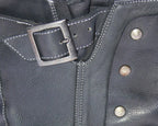 John Varvatos black leather boots with buckled strap