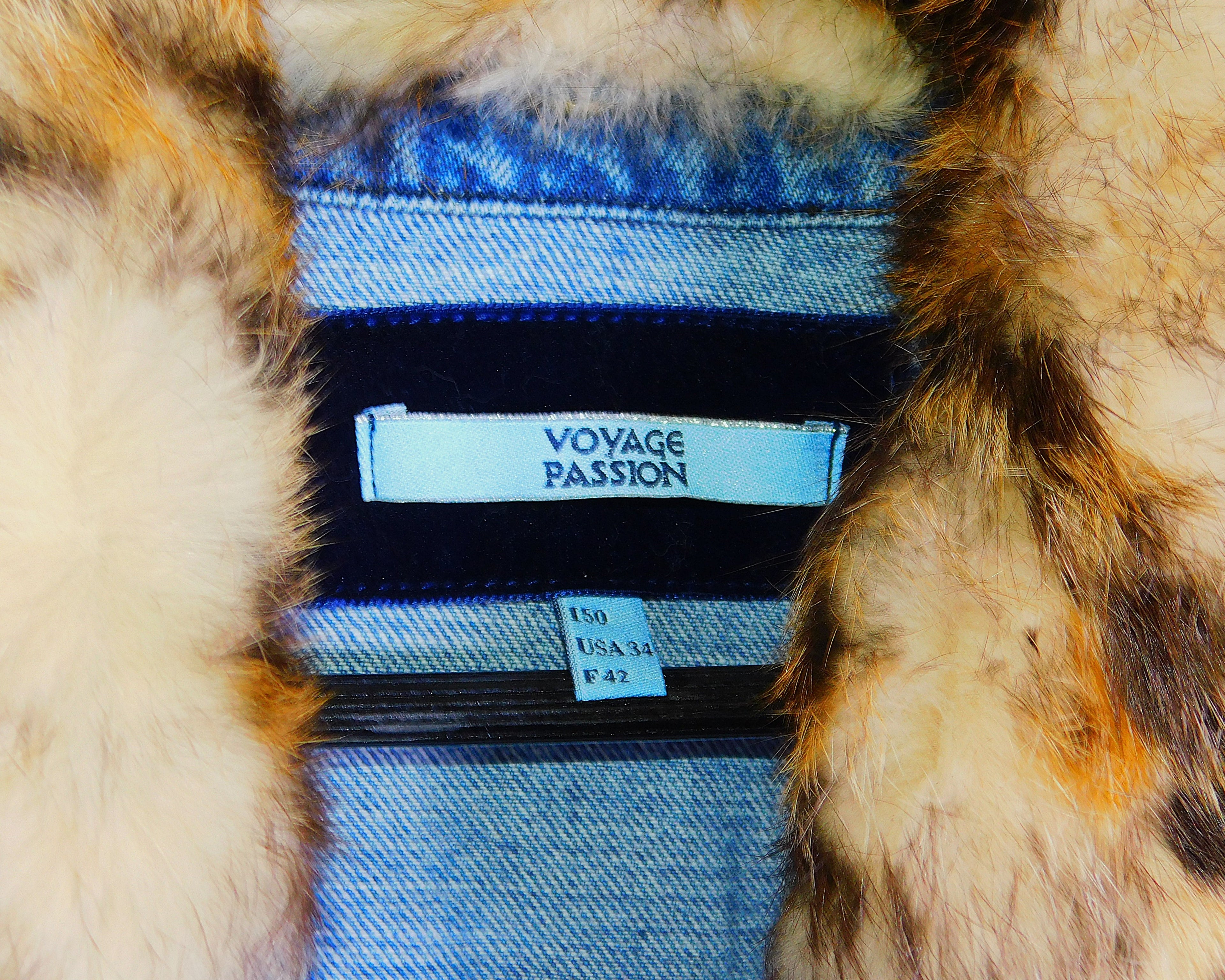 Voyage Passion denim jacket with Faux leopard Fur Collar