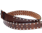 Yohji Yamamoto brown leather belt with studded rivet