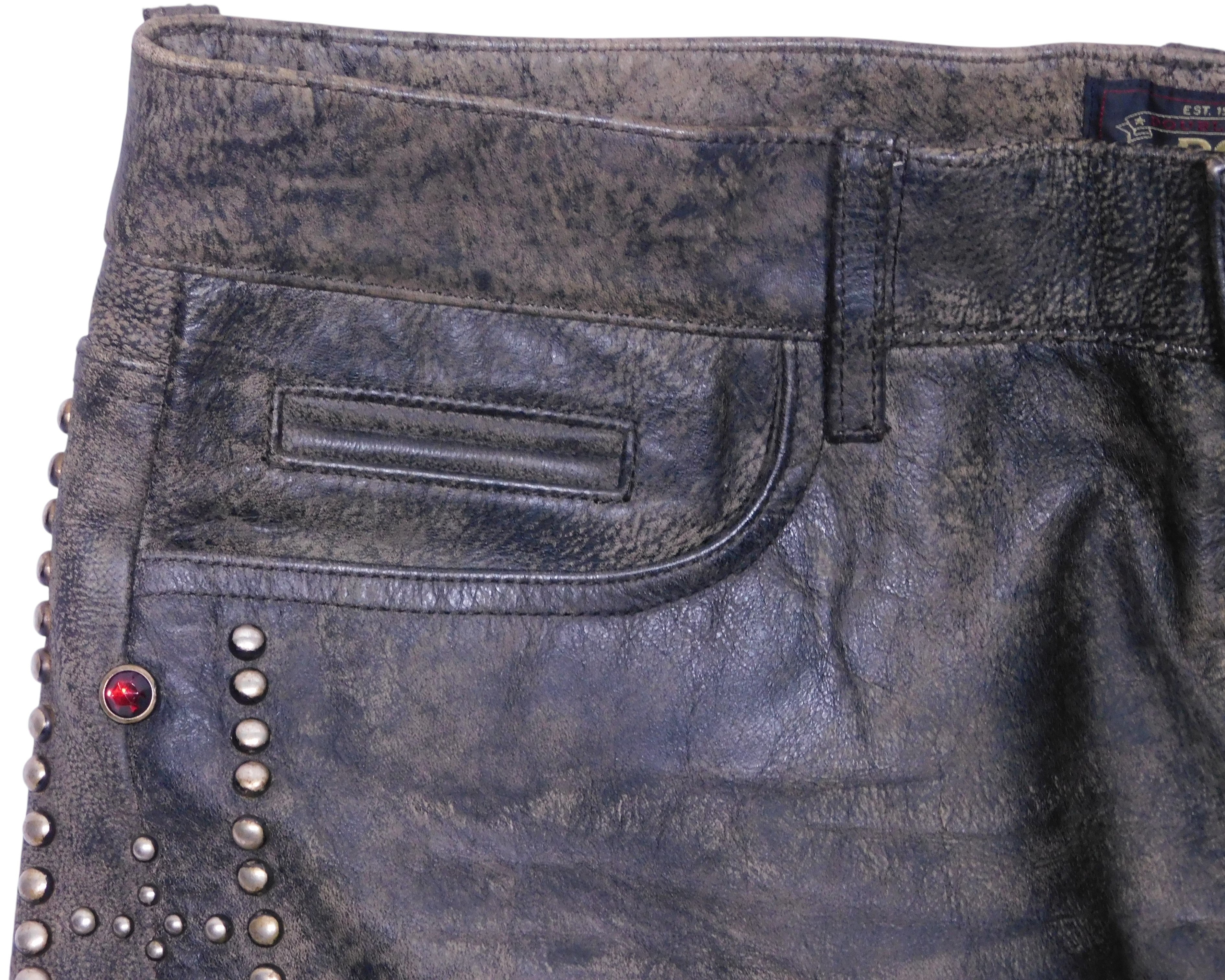 Ralph Lauren double RL 2008 leather Gem Studded pants