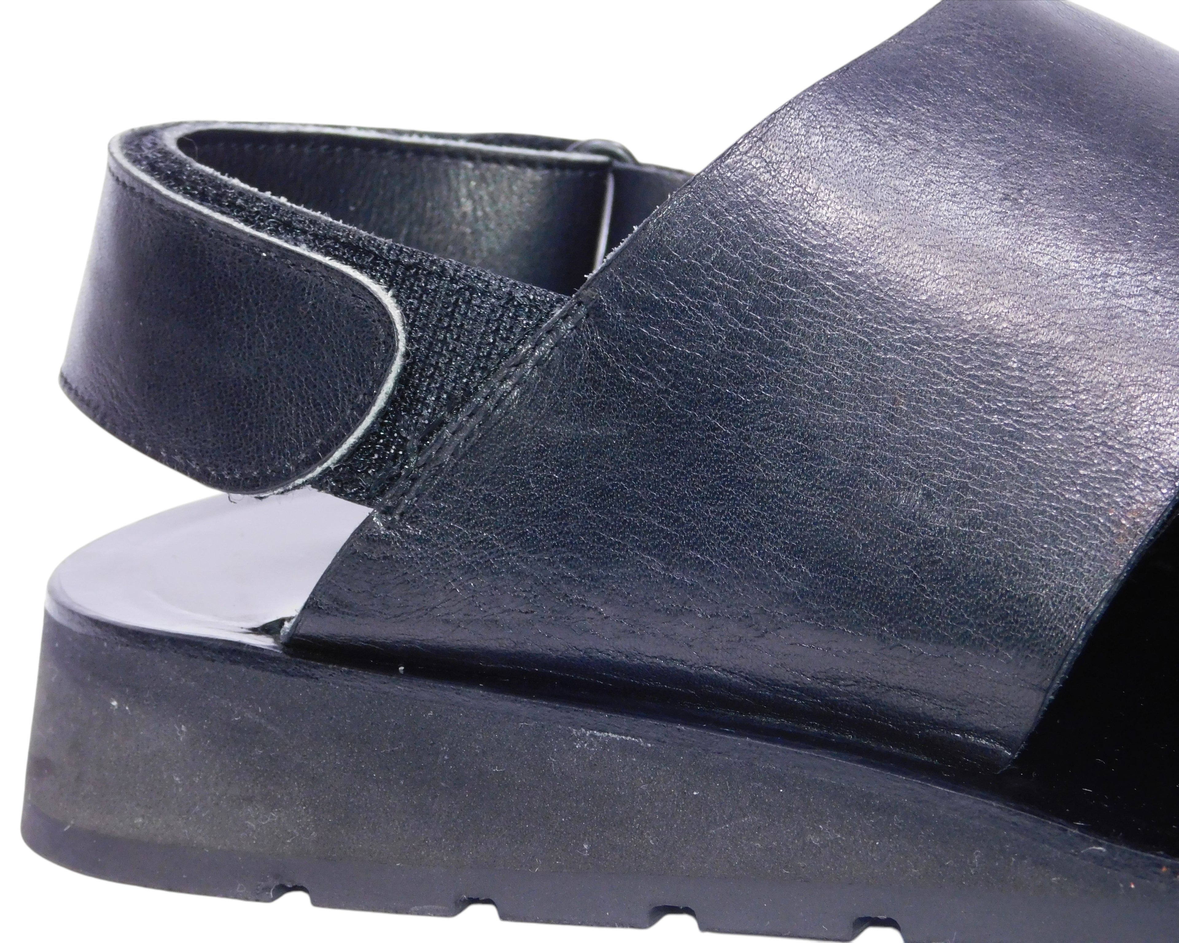 Yohji Yamamoto black leather strap sandal