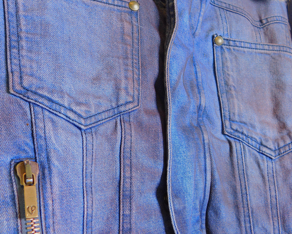 Voyage Passion denim jacket with Faux leopard Fur Collar