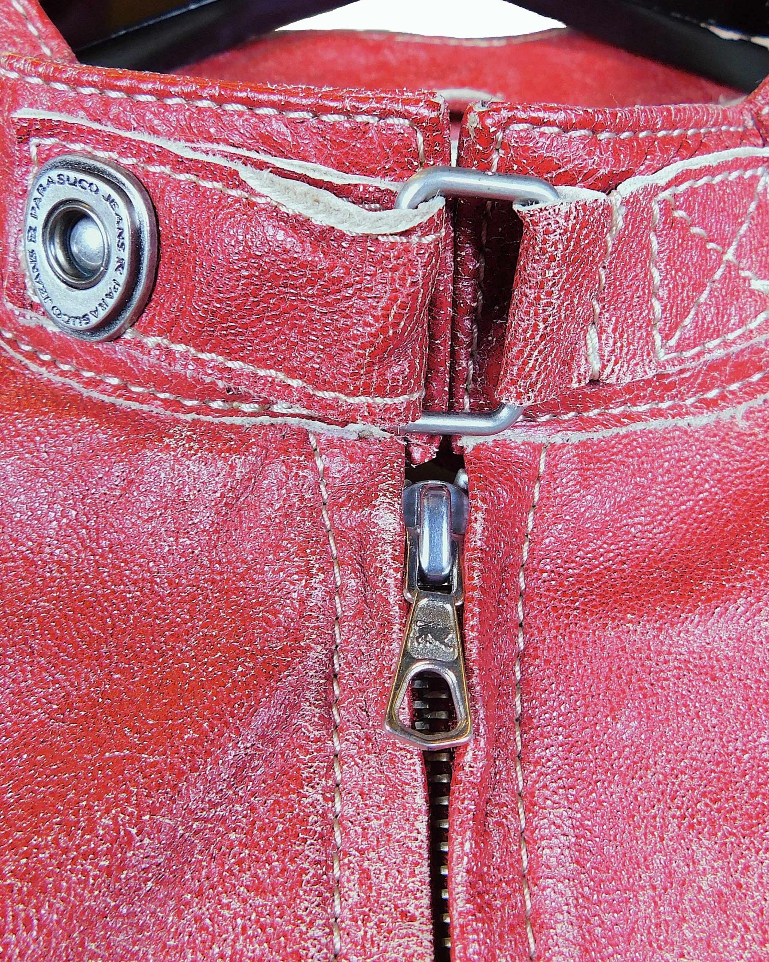 Red Parasuco distressed leather jacket
