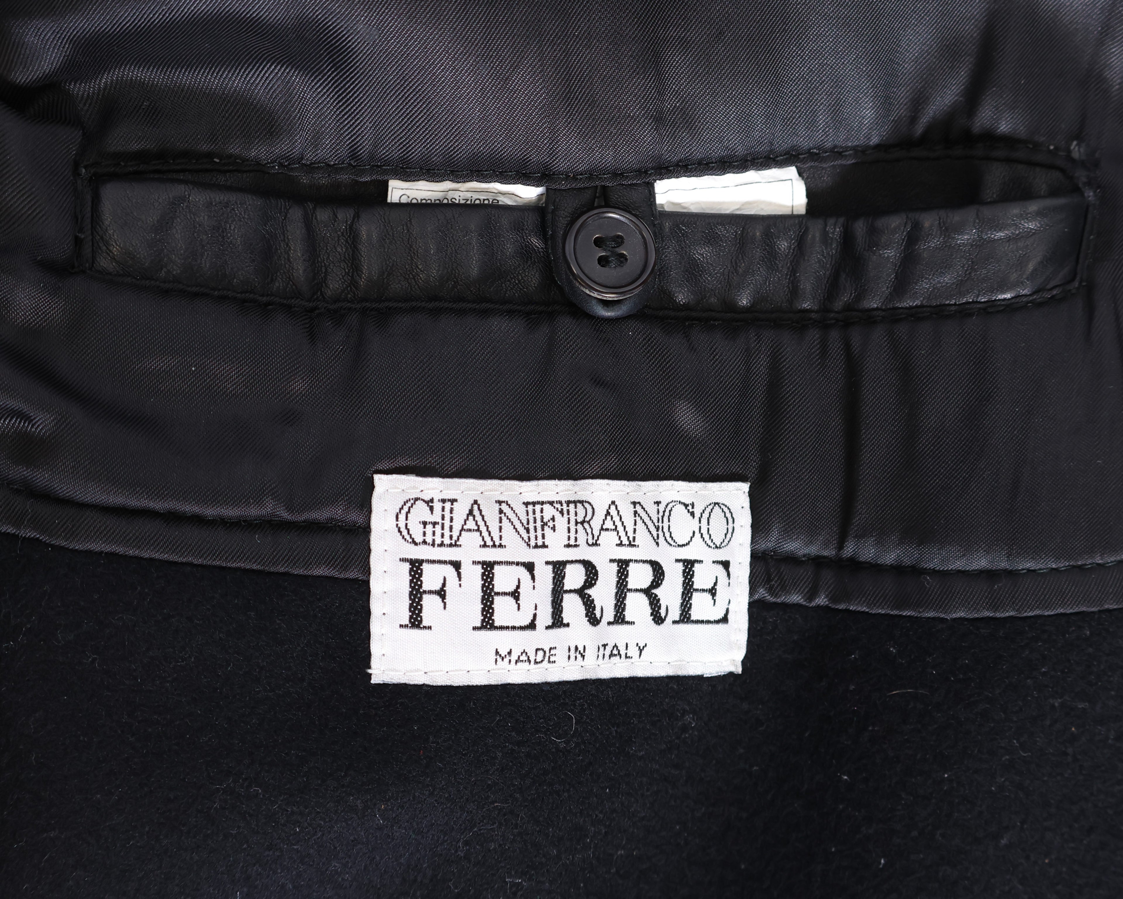 Gianfranco Ferre black calfskin Nappa leather jacket