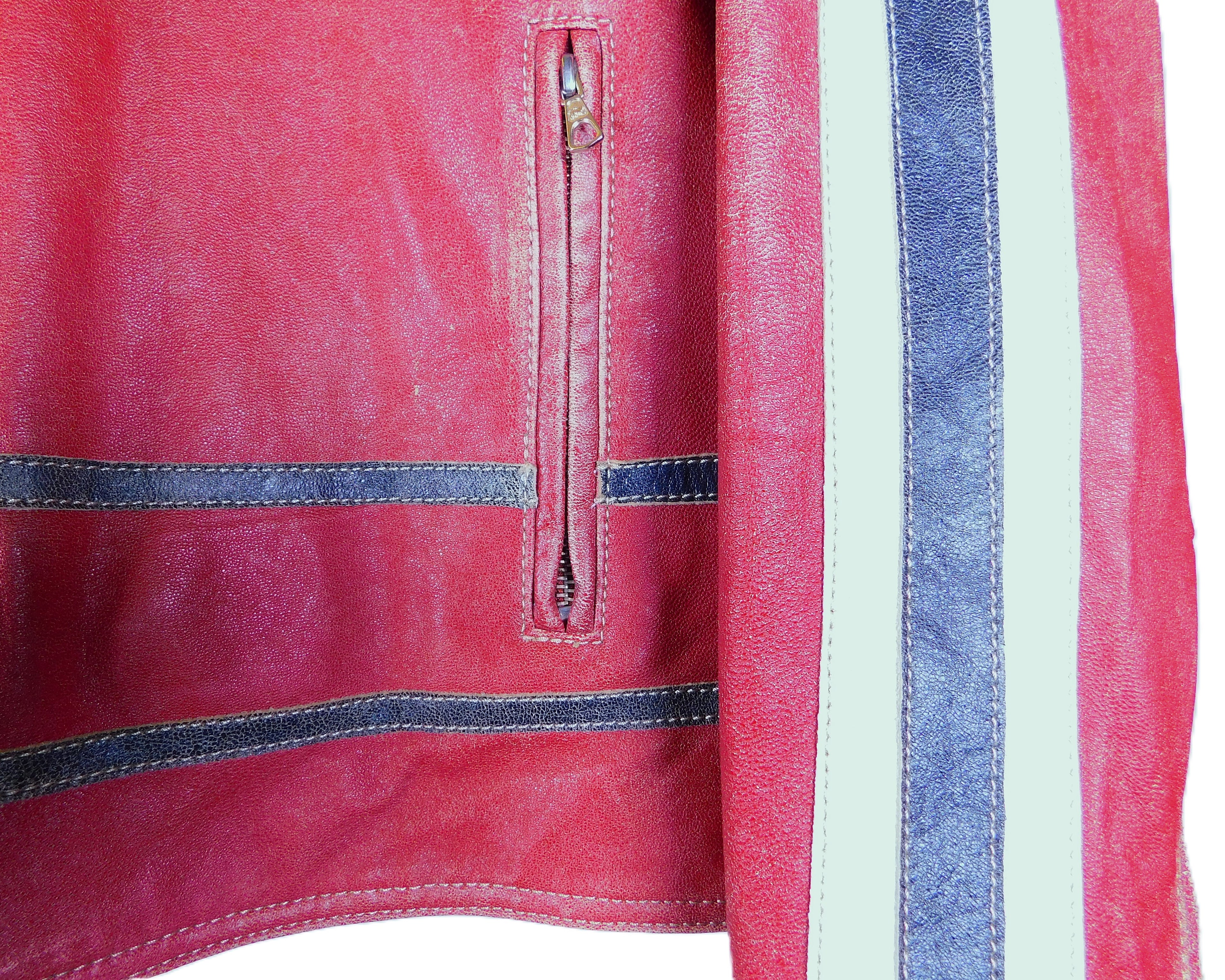 Red Parasuco distressed leather jacket