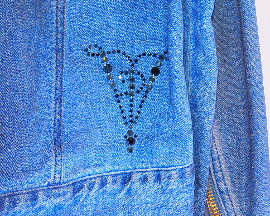 Voyage Passion denim jacket with Faux leopard Fur Collar
