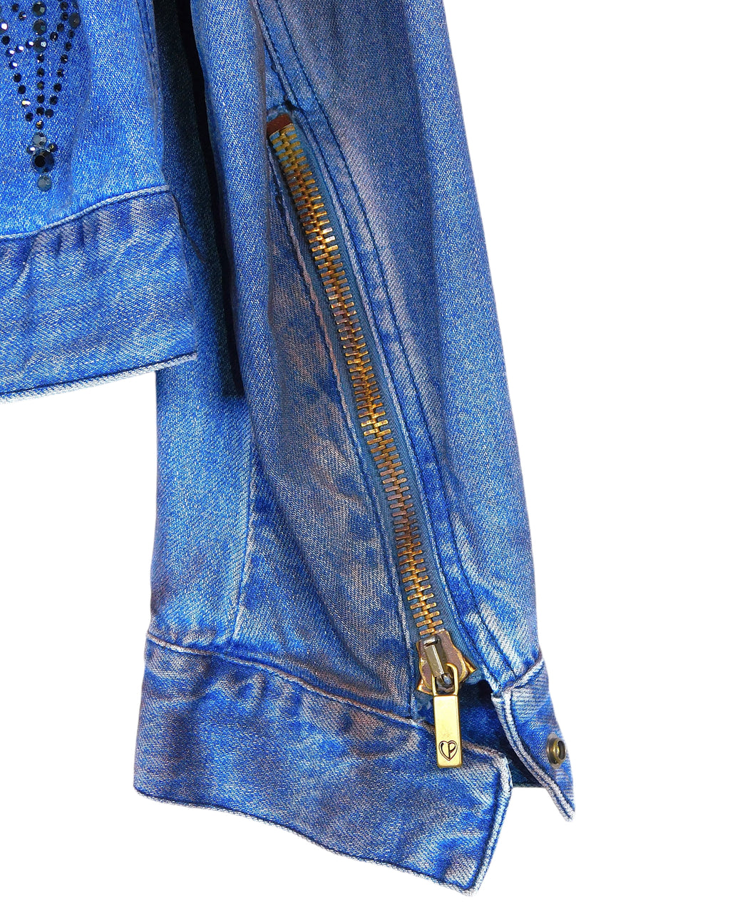 Voyage Passion denim jacket with Faux leopard Fur Collar