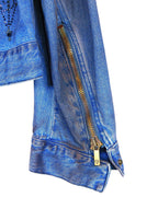 Voyage Passion denim jacket with Faux leopard Fur Collar