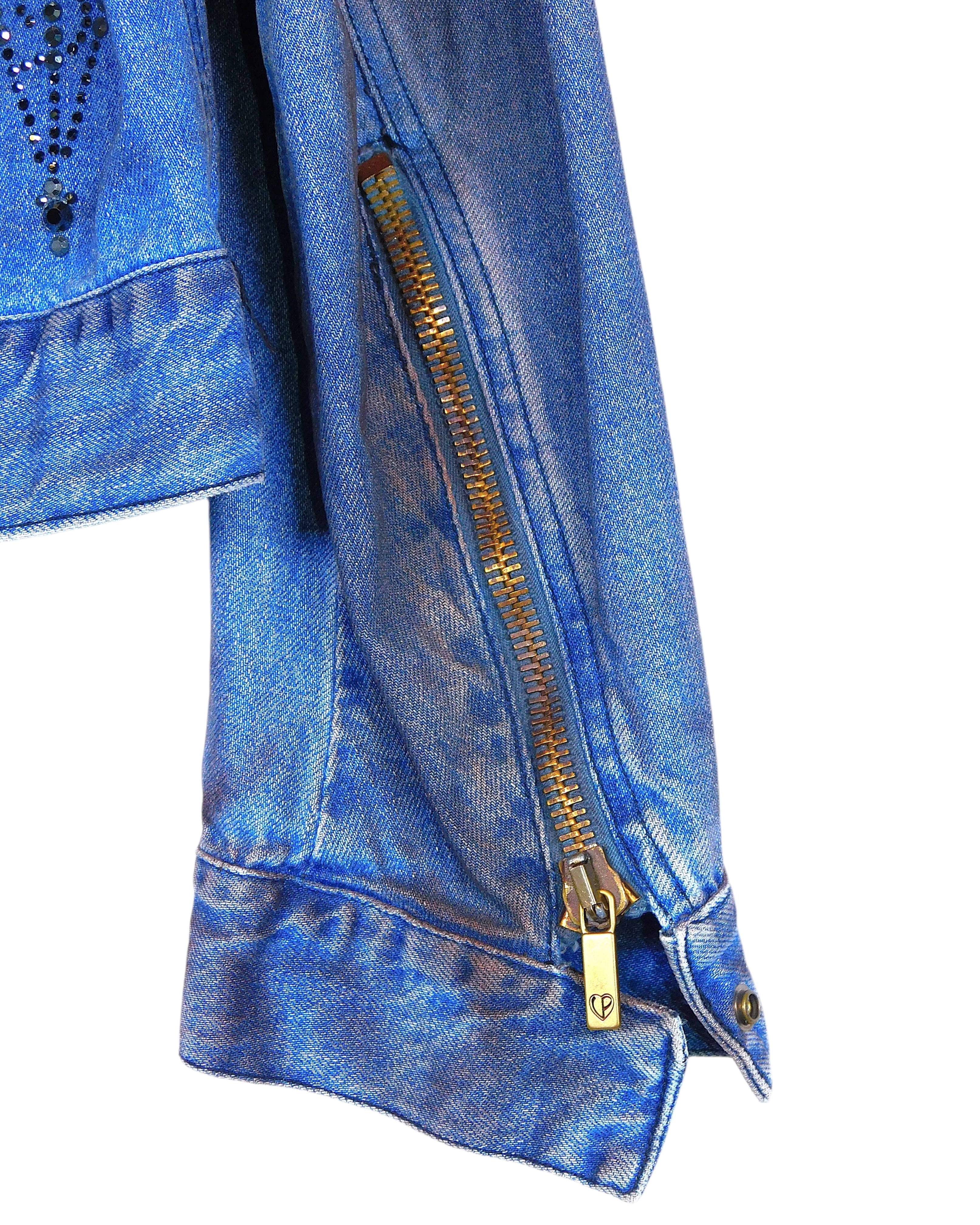 Voyage Passion denim jacket with Faux leopard Fur Collar
