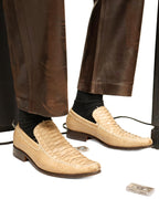 Roberto Cavalli beige python leather loafers
