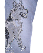 Voyage Mazzilli Michielsens jeans with wolf embroidery and rhinestones design