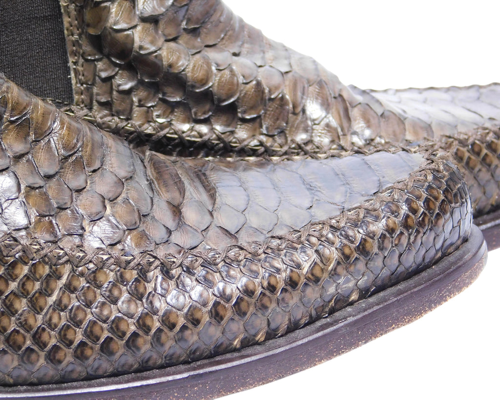Roberto Cavalli brown python leather chelsea boots