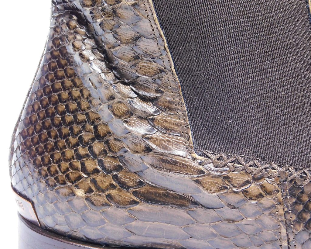 Roberto Cavalli brown python leather chelsea boots