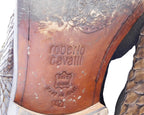Roberto Cavalli brown python leather chelsea boots