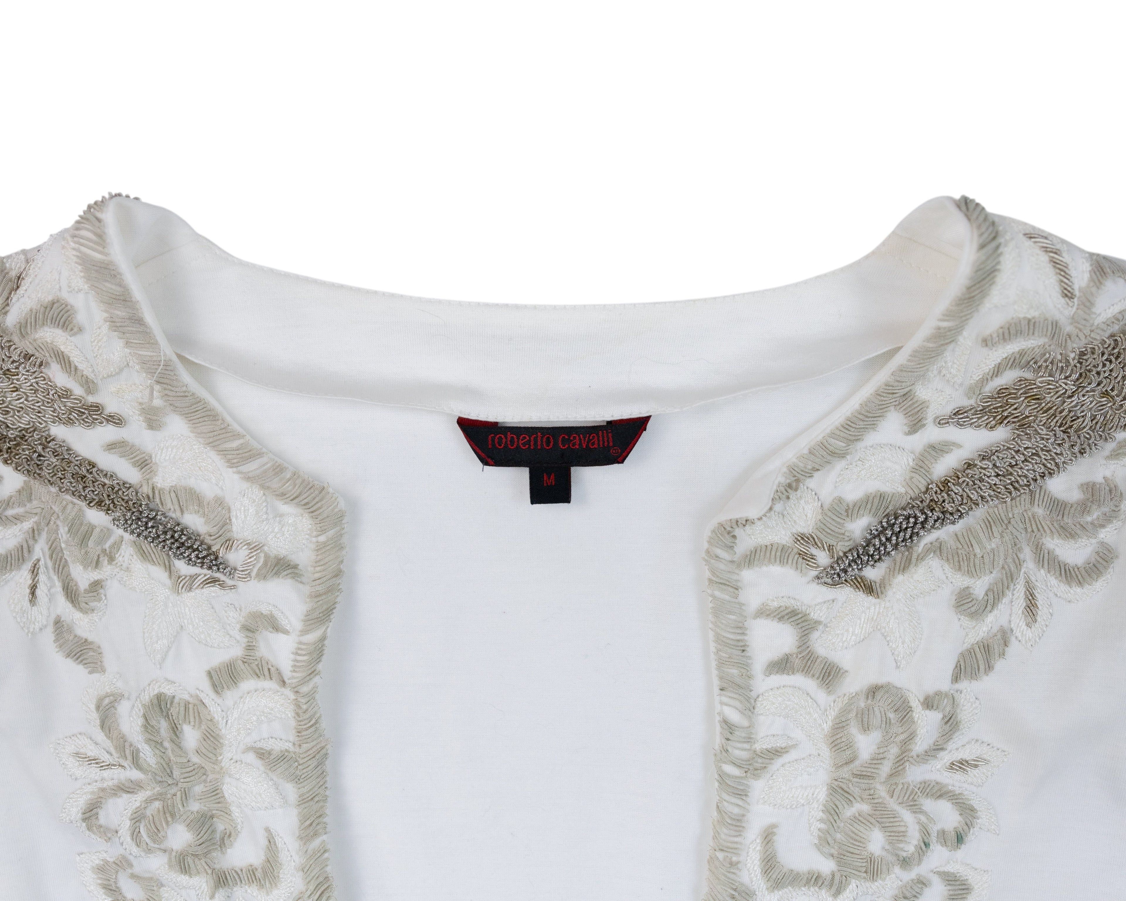Roberto Cavalli Embroidered Deep V-Neck Top