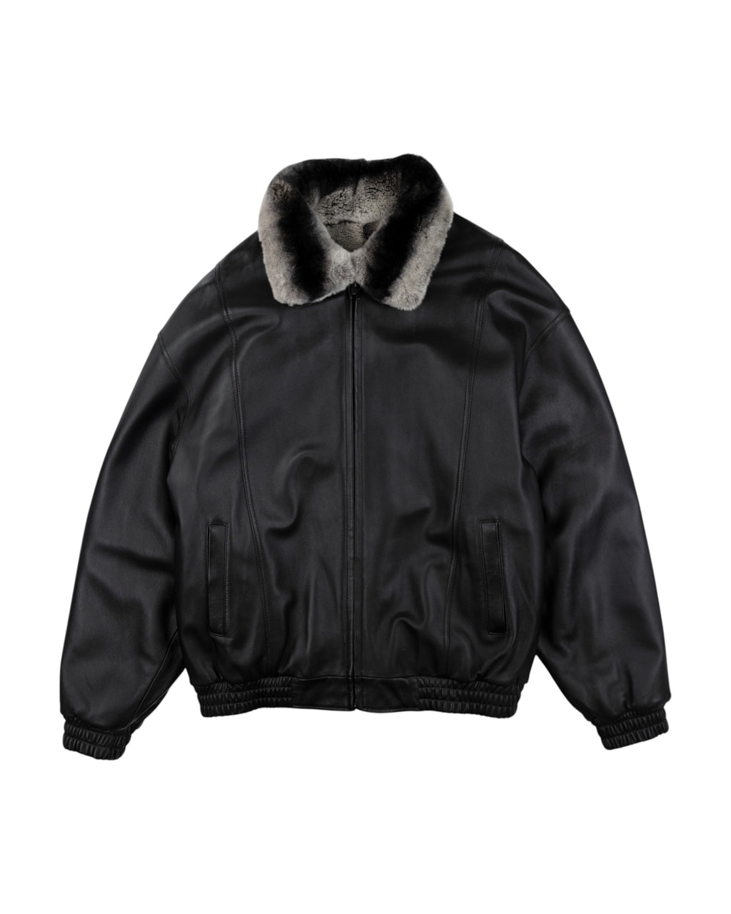Reversible Rex Rabbit Chinchilla Leather Jacket