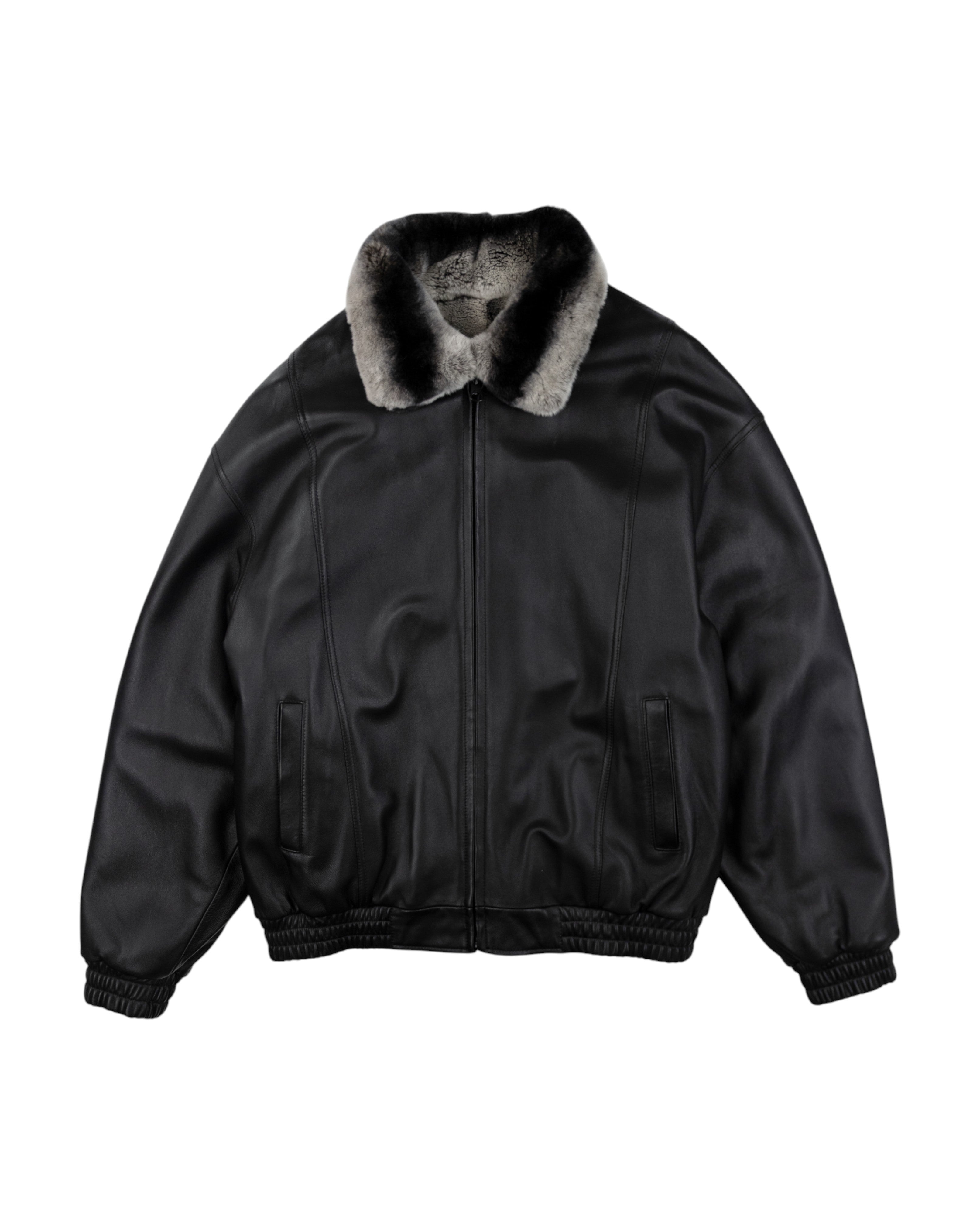 Reversible Rex Rabbit Chinchilla Leather Jacket