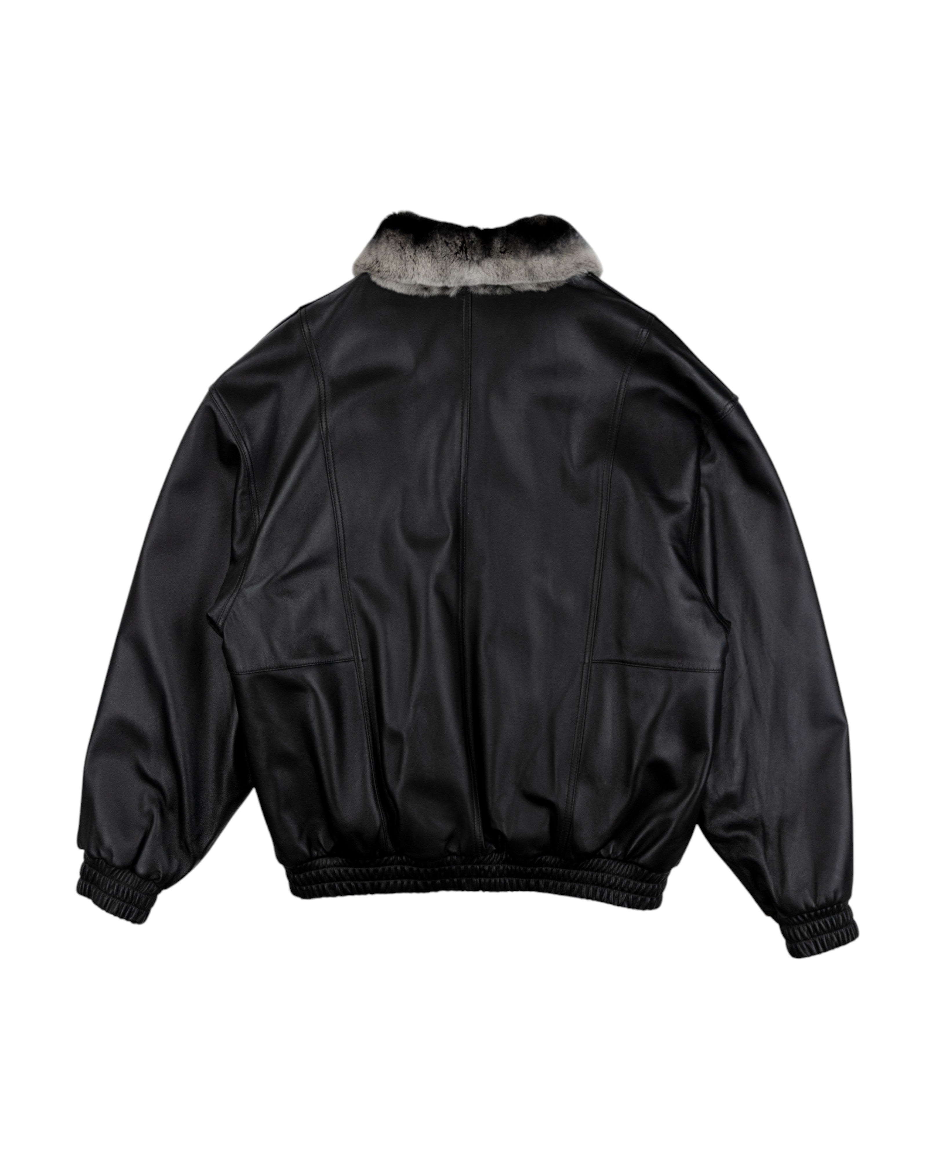 Reversible Rex Rabbit Chinchilla Leather Jacket