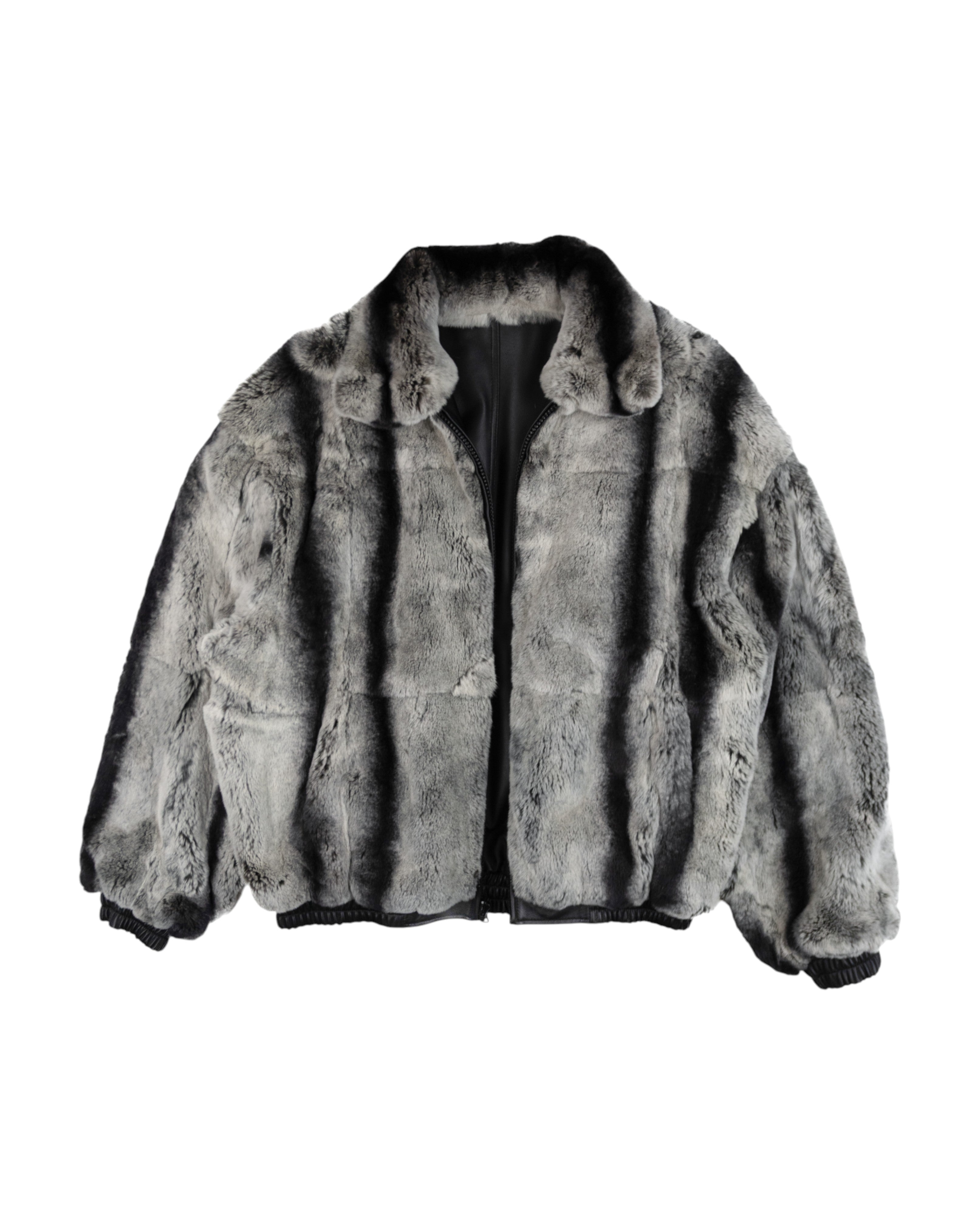 Reversible Rex Rabbit Chinchilla Leather Jacket
