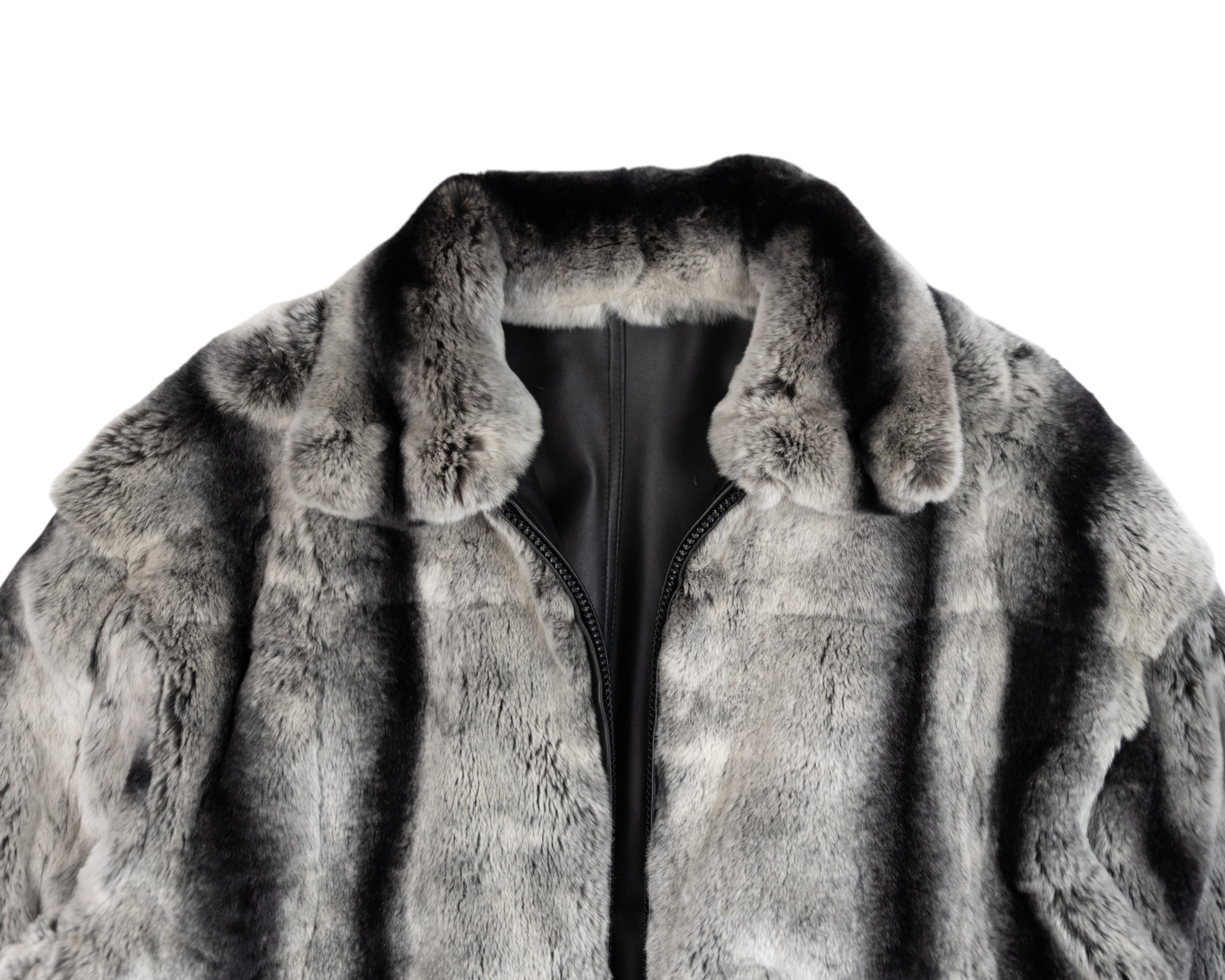 Reversible Rex Rabbit Chinchilla Leather Jacket