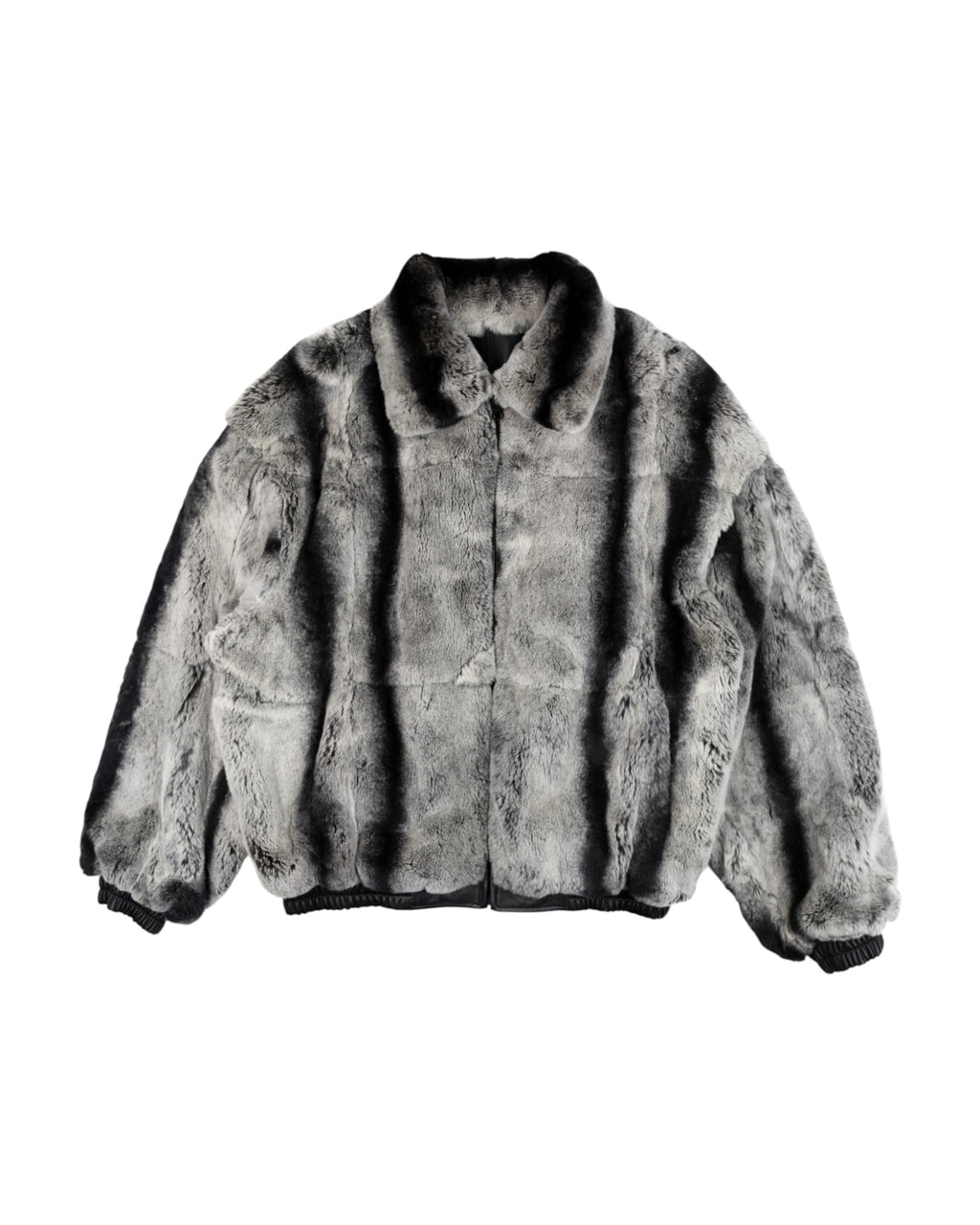 Reversible Rex Rabbit Chinchilla Leather Jacket