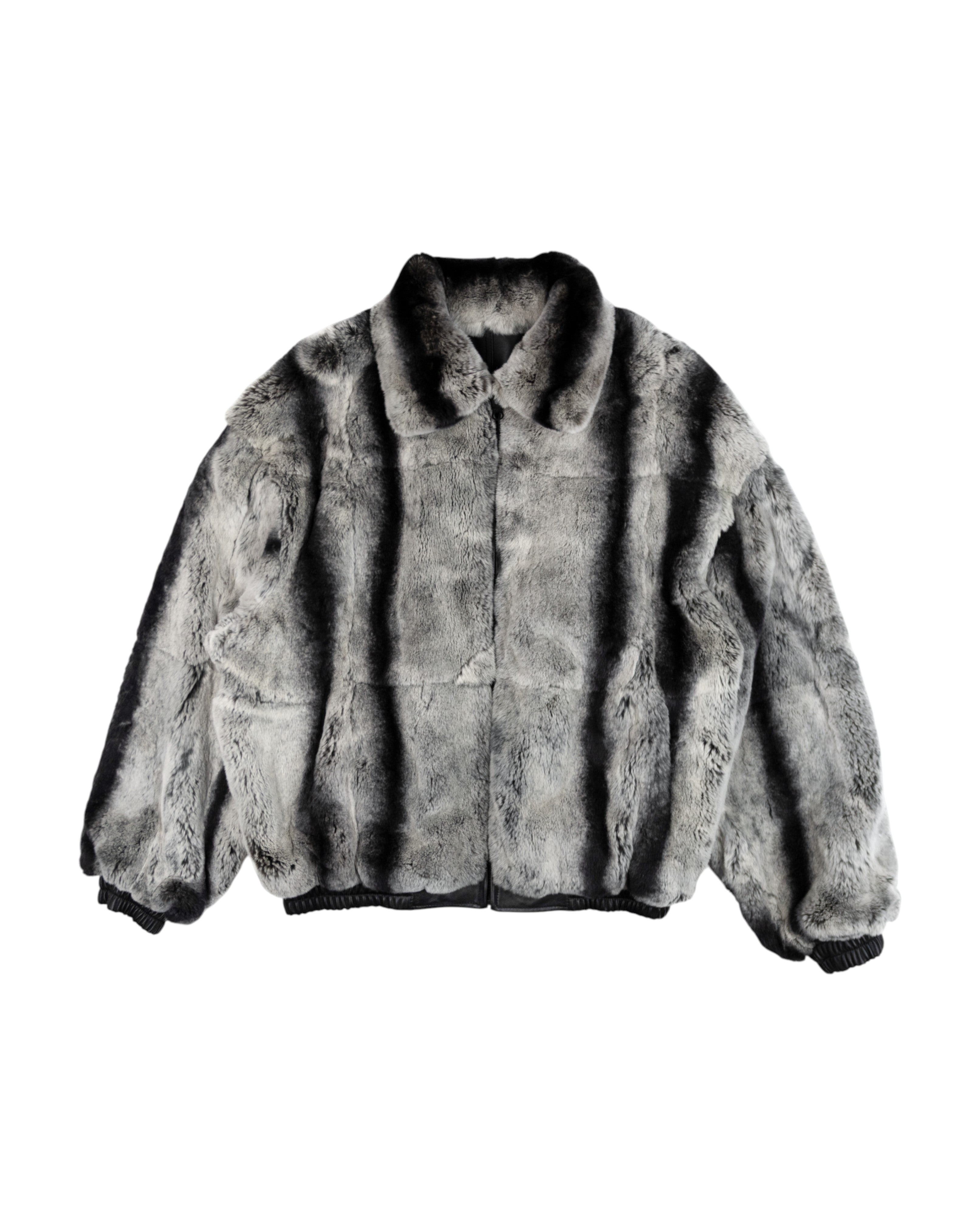 Reversible Rex Rabbit Chinchilla Leather Jacket