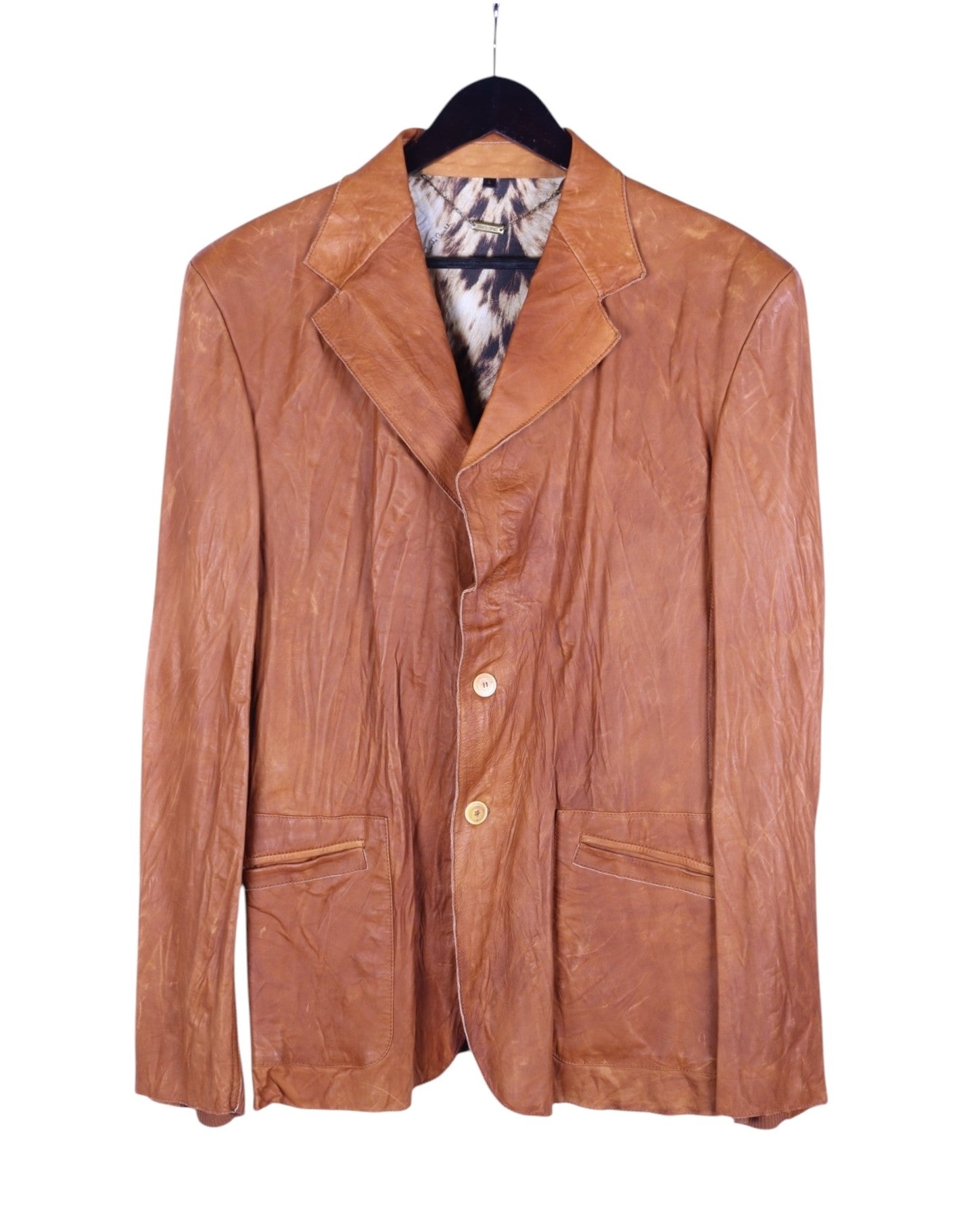 Roberto Cavalli tan-beige leather jacket