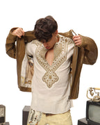 Roberto Cavalli linen blouse with metallic embroidery