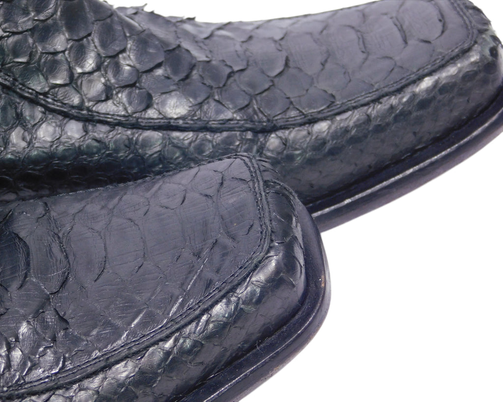 Roberto Cavalli black python leather chelsea boots