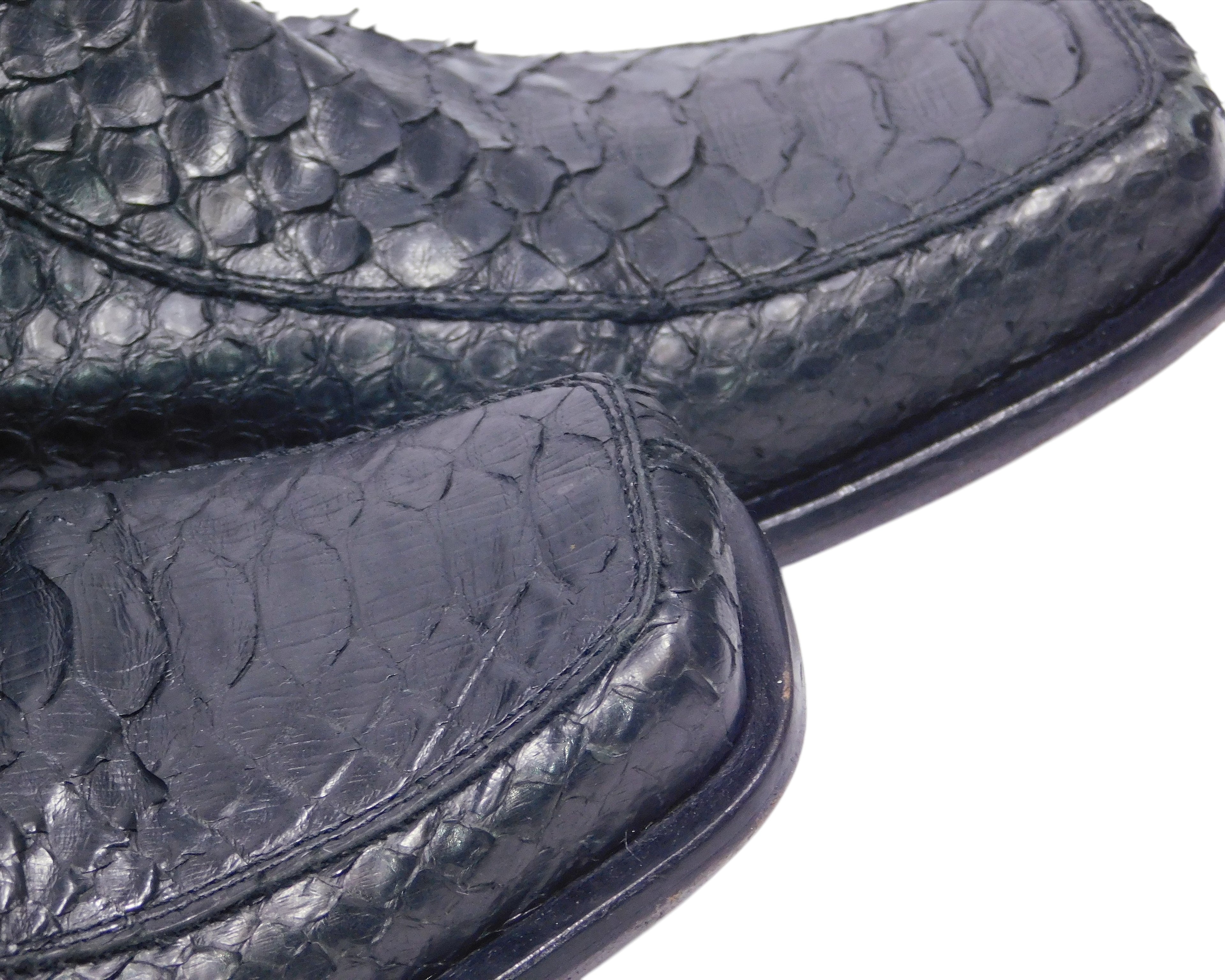 Roberto Cavalli black python leather chelsea boots