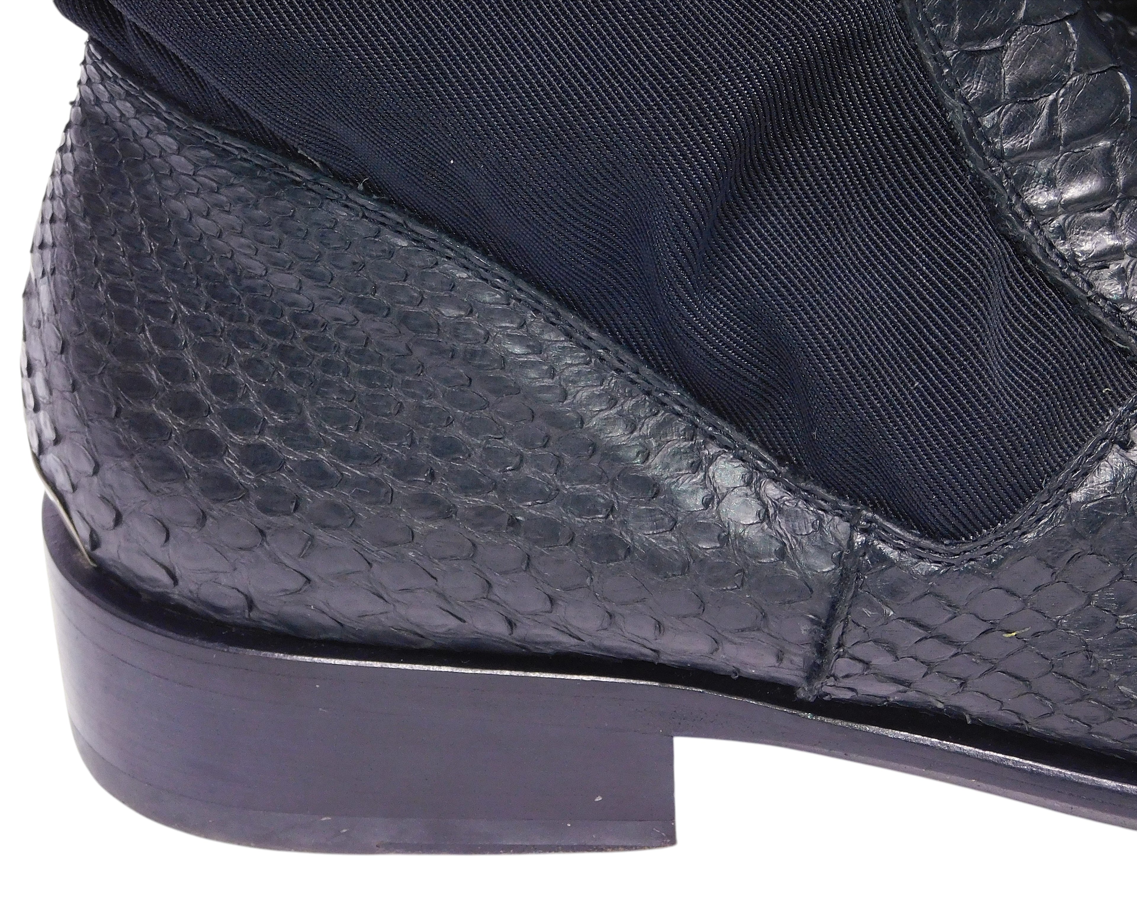 Roberto Cavalli black python leather chelsea boots