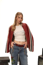 Red Parasuco distressed leather jacket