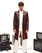 Carol Christan Poel long leather burgundy coat Fall 04/05