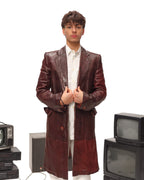 Carol Christan Poel long leather burgundy coat Fall 04/05