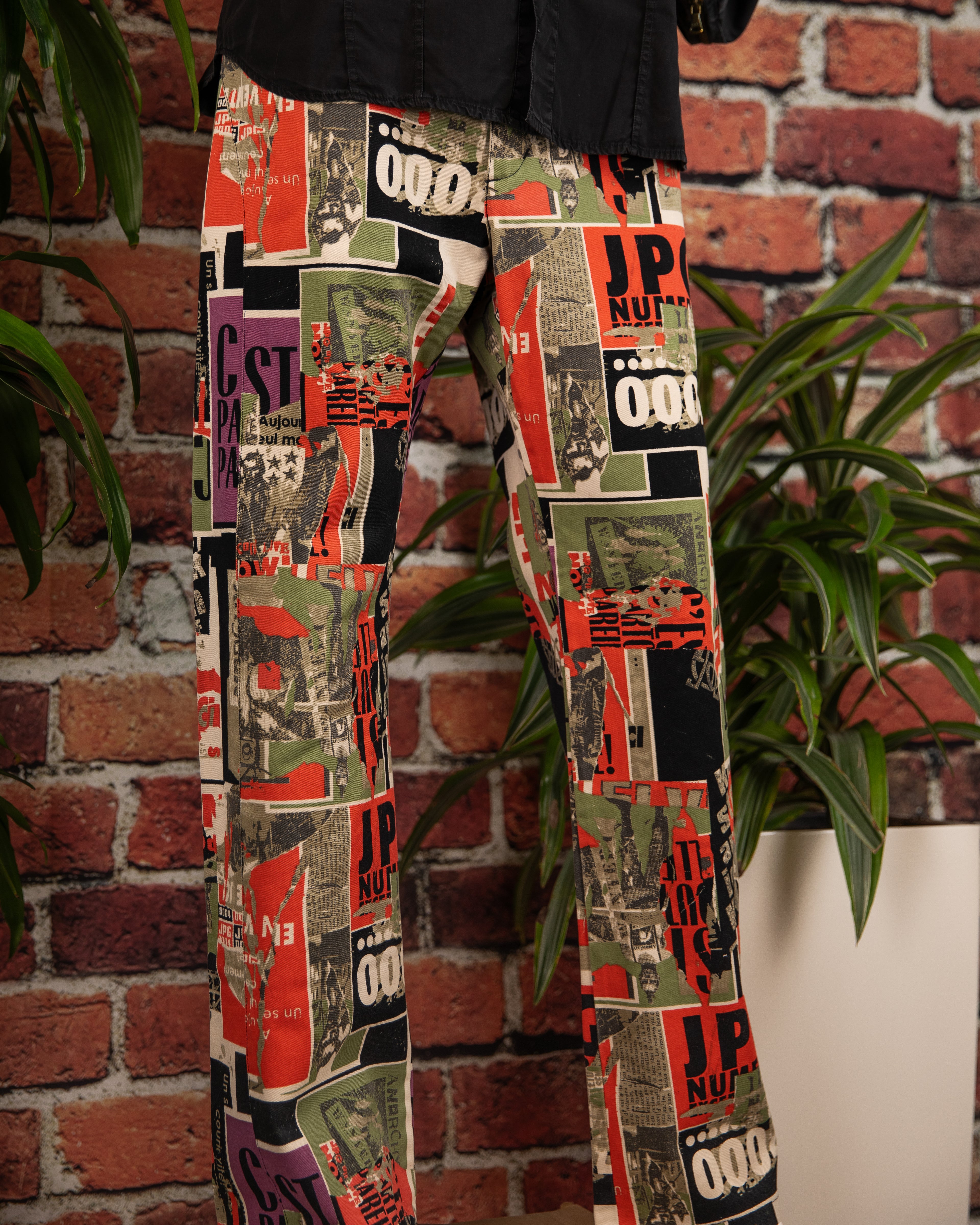 Jean Paul Gaultier 90 graphic print Anarchy punk pants