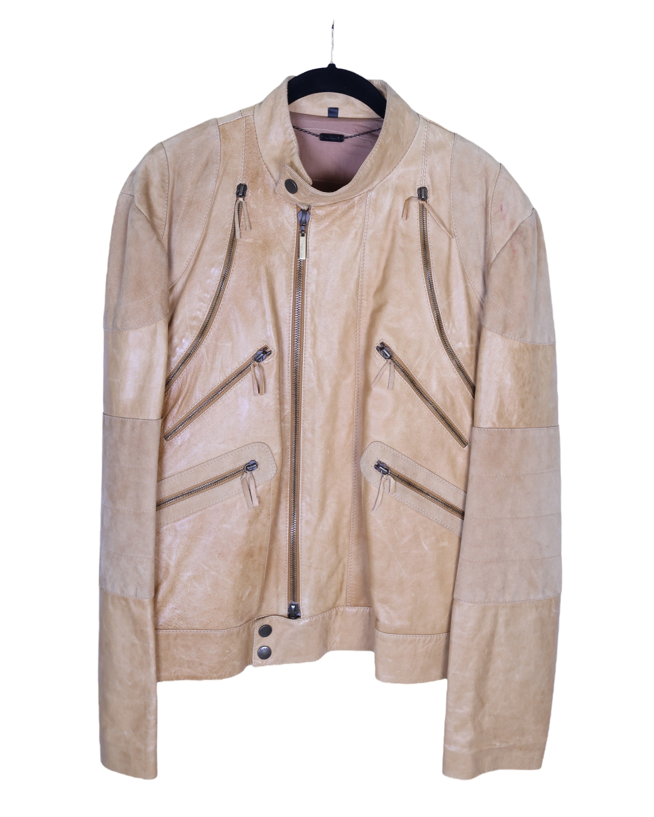 Roberto Cavalli beige leather jacket