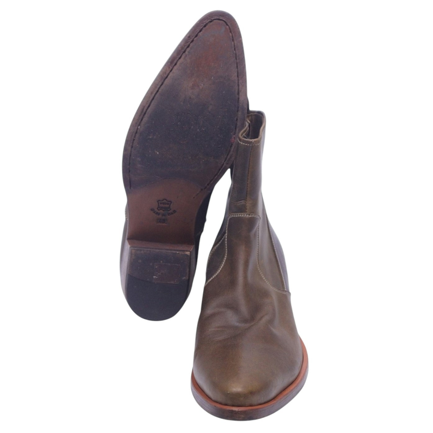 Roberto Cavalli olive brown leather santiag boots