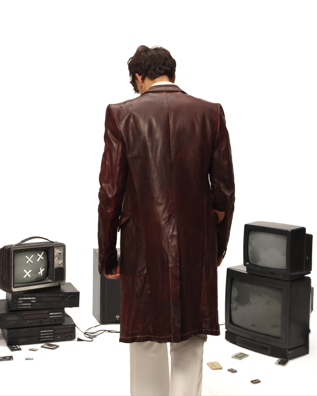 Carol Christan Poel long leather burgundy coat Fall 04/05