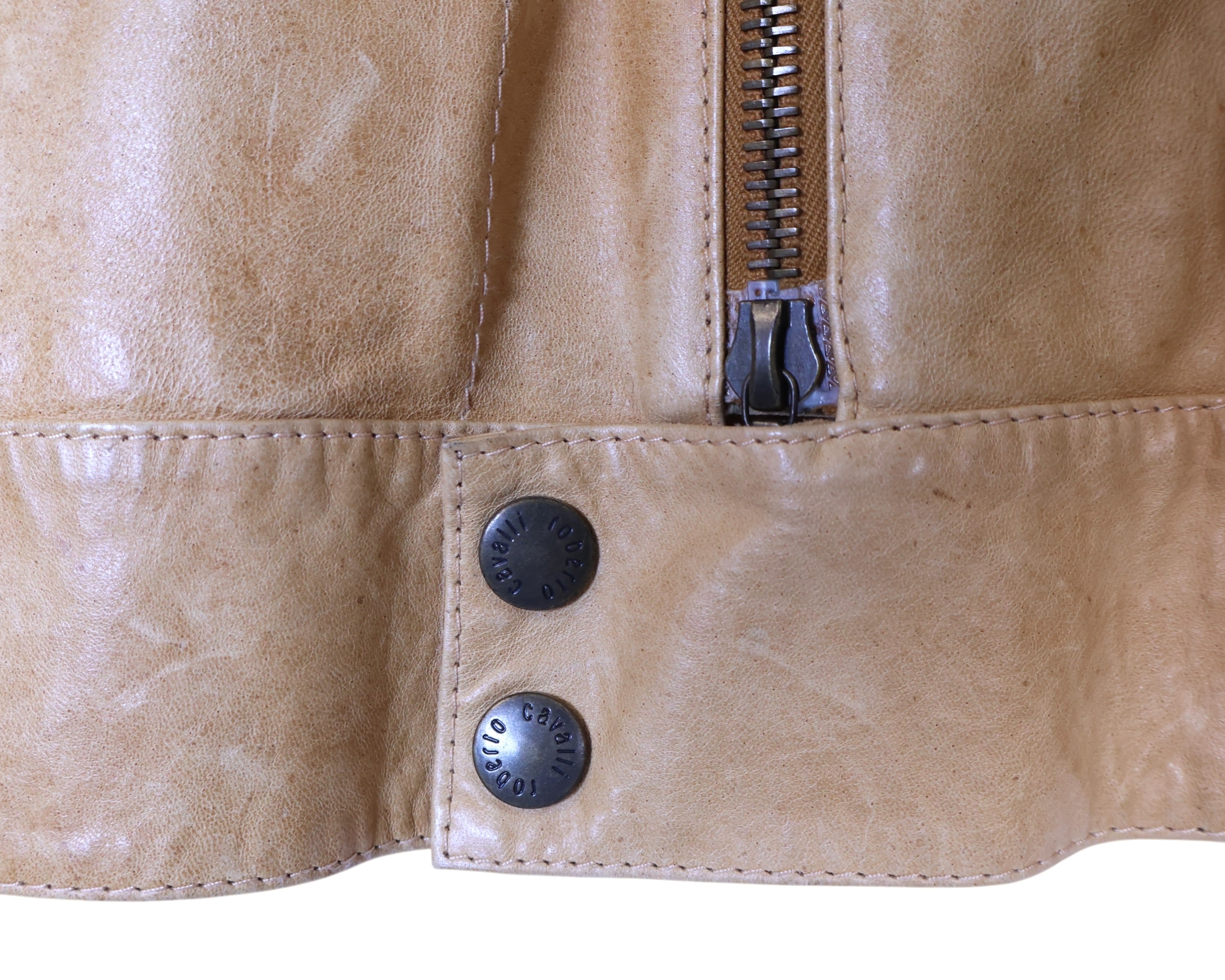 Roberto Cavalli beige leather jacket