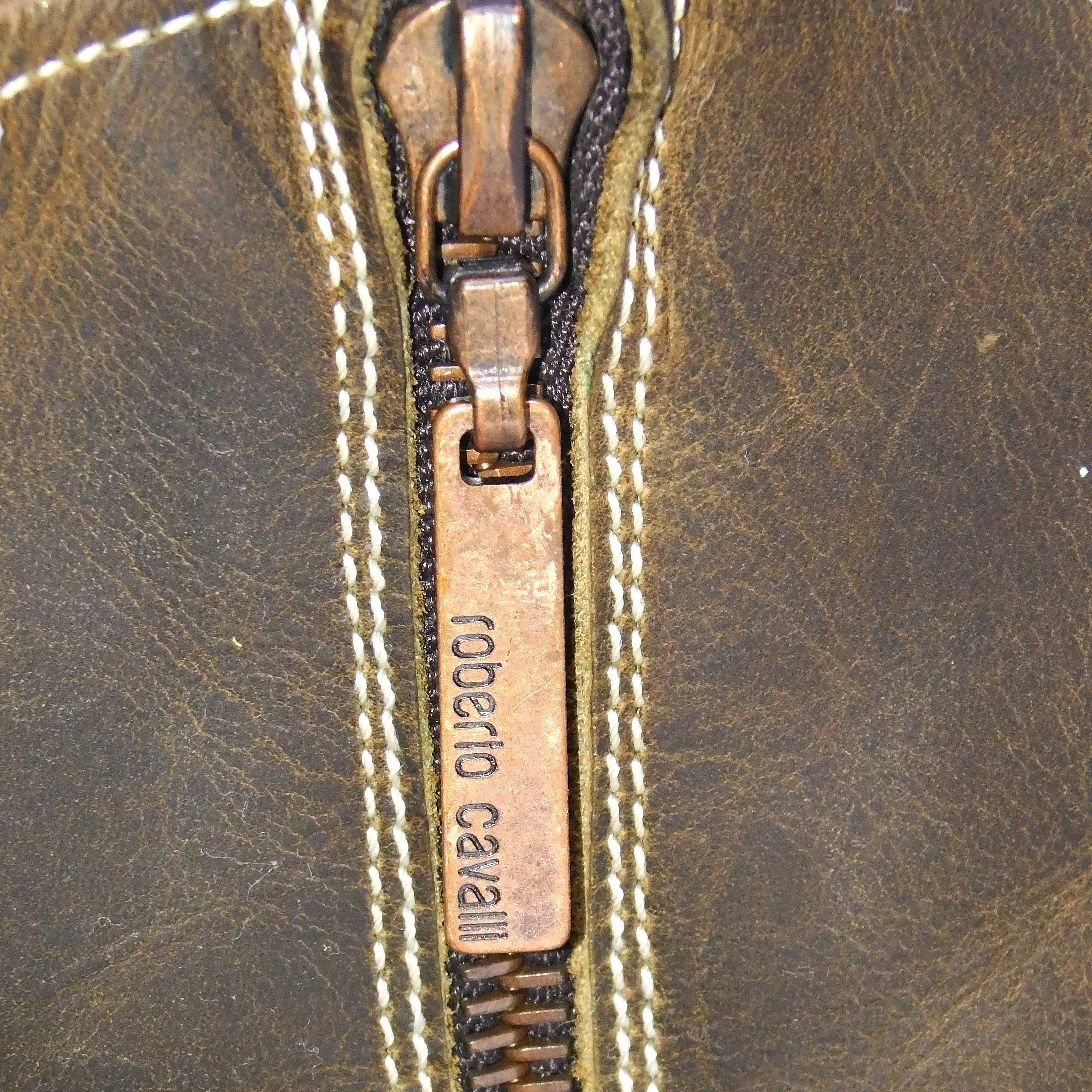 Roberto Cavalli olive brown leather santiag boots