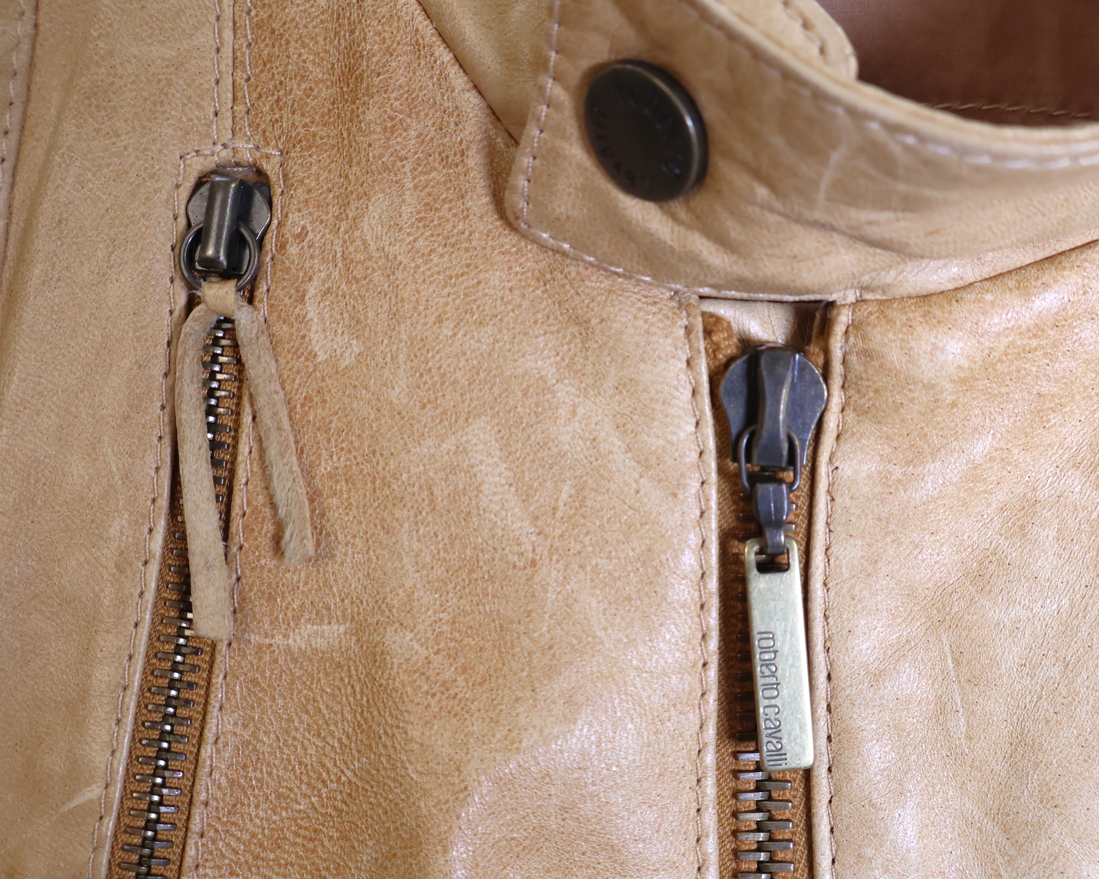 Roberto Cavalli beige leather jacket