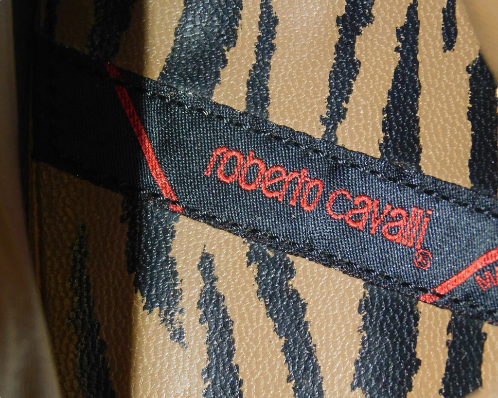 Roberto Cavalli olive brown leather santiag boots