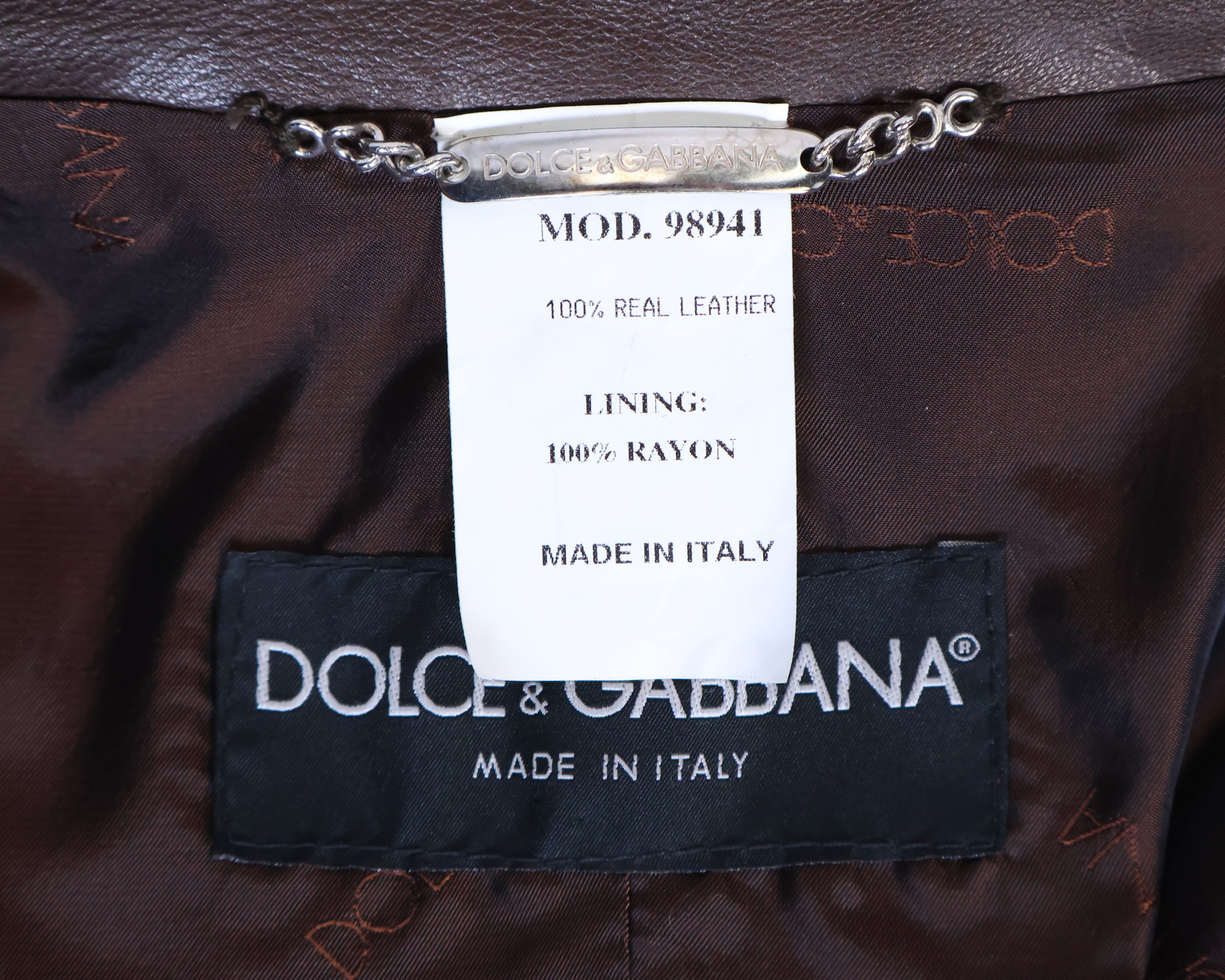 Dolce & Gabbana brown distressed  leather Blazer
